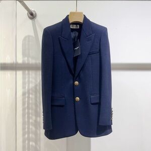 🚩steal authentic Saint Laurent Midnight Blue Blazer with Gold Buttons
